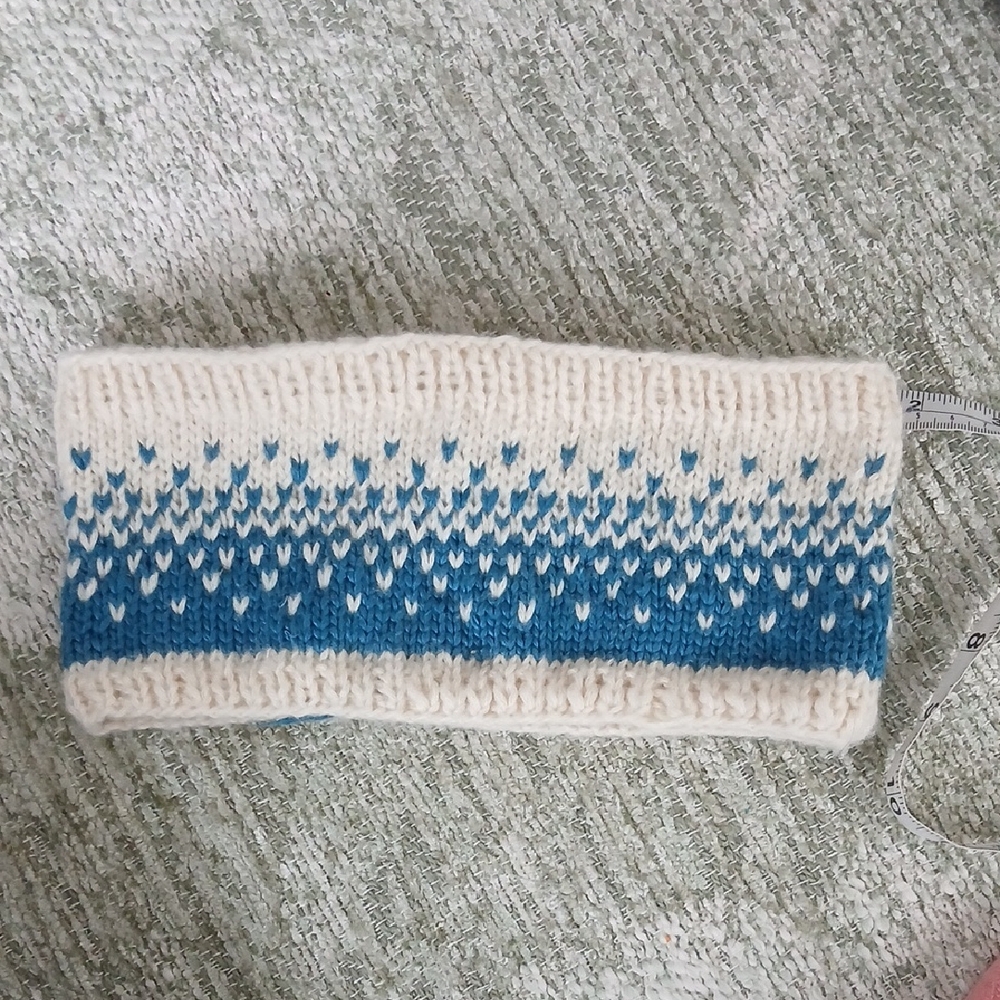 Blue and Cream Knitted Headband